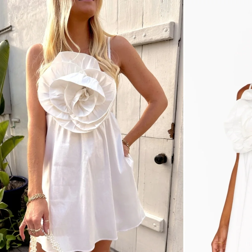 Show Me Your MuMu White Best Rose Dress NWT Size Medium - Picture 12 of 13